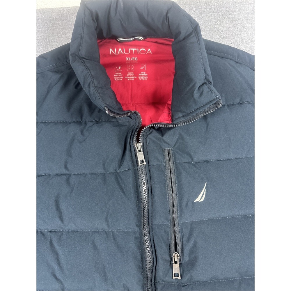 NAUTICA Mens Quilted Puffer Jacket Water/Wind Resistant BLUE Stretch Zip XL - Picture 2 of 5